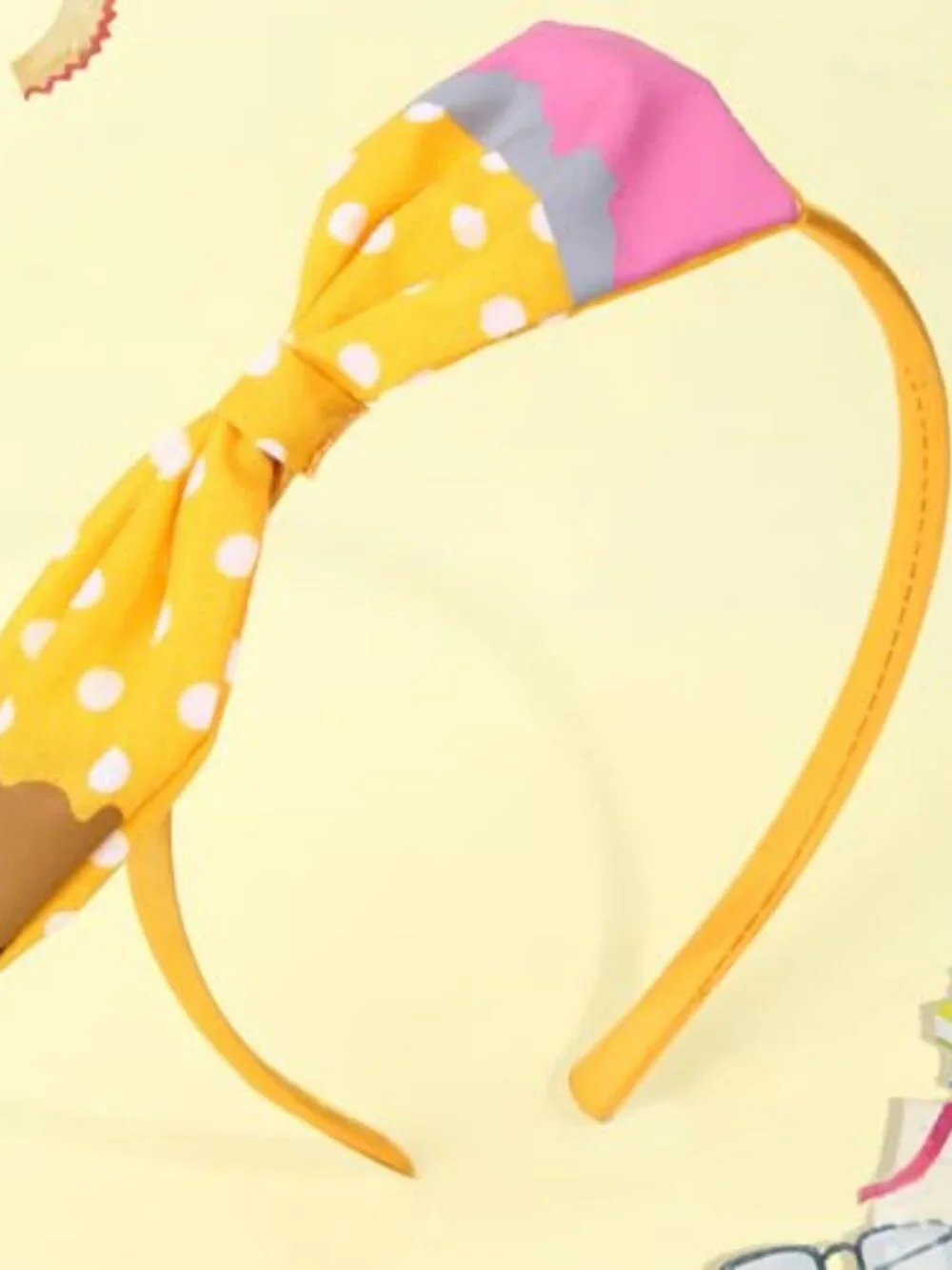 Non Slip Fabric Headband with Pencil Motif Back to School Hair Accessory